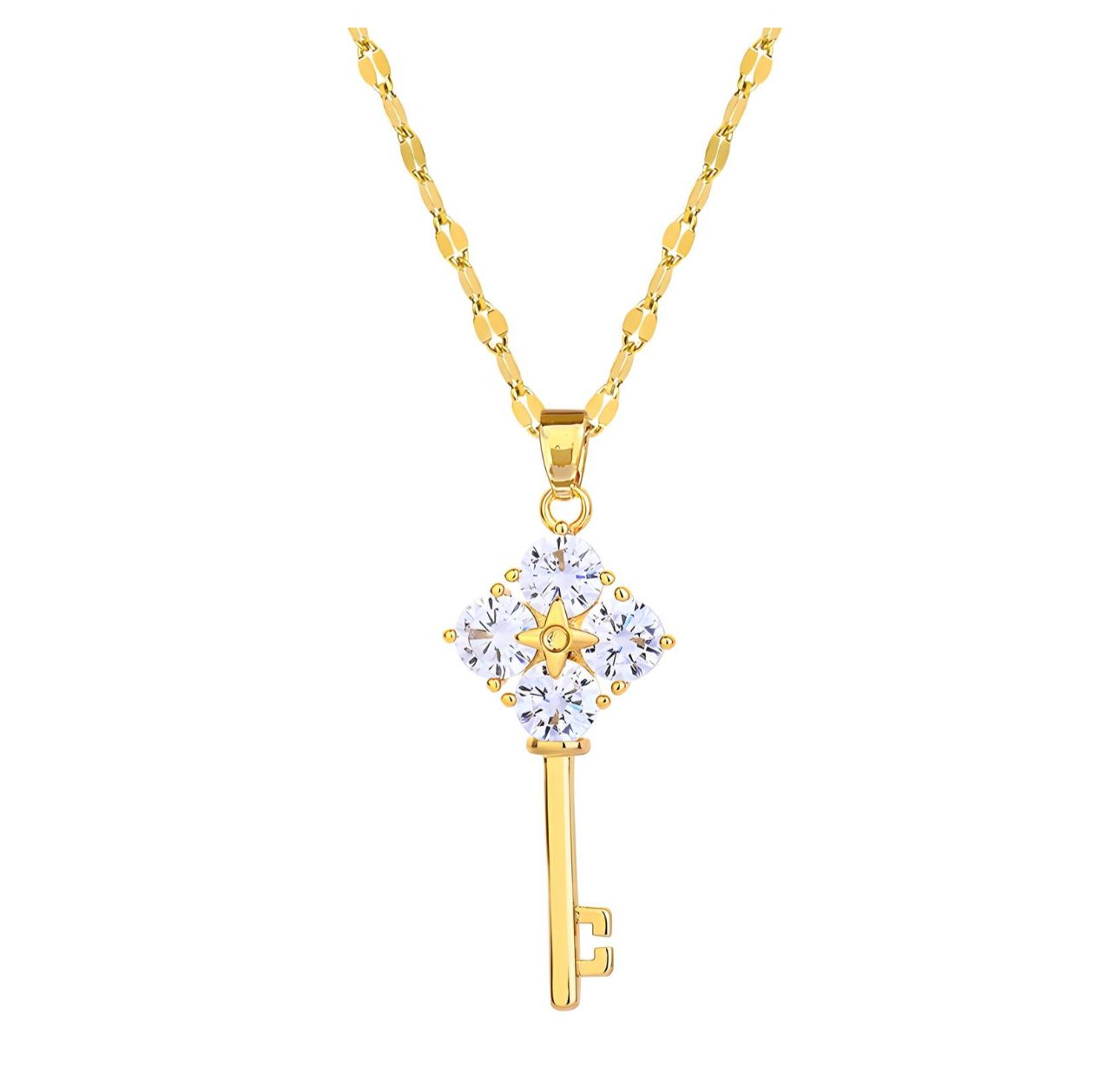 Diamond key necklace