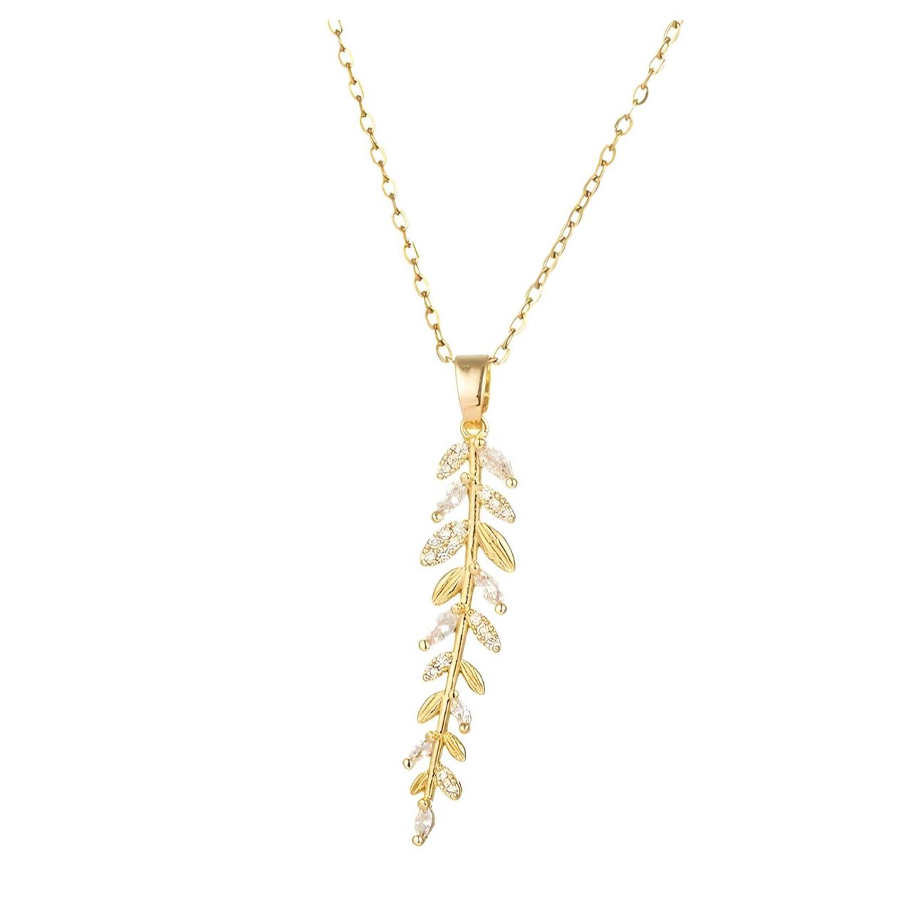 Diamond leafs necklace