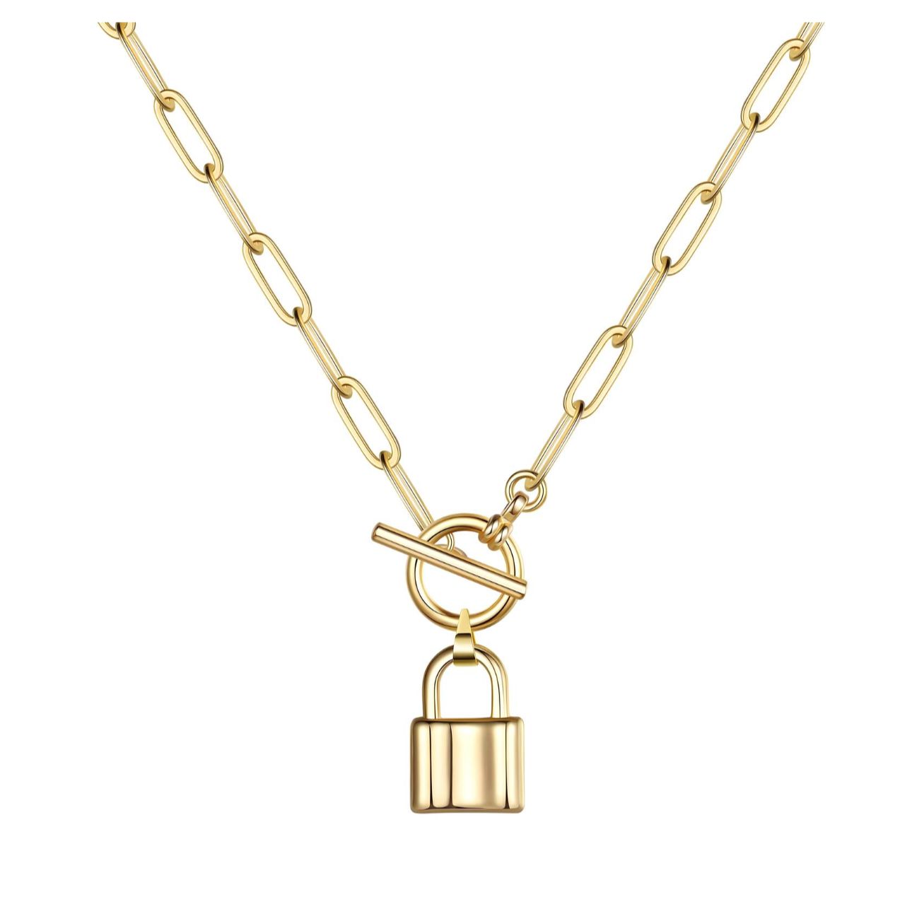 Lock paper clip necklace