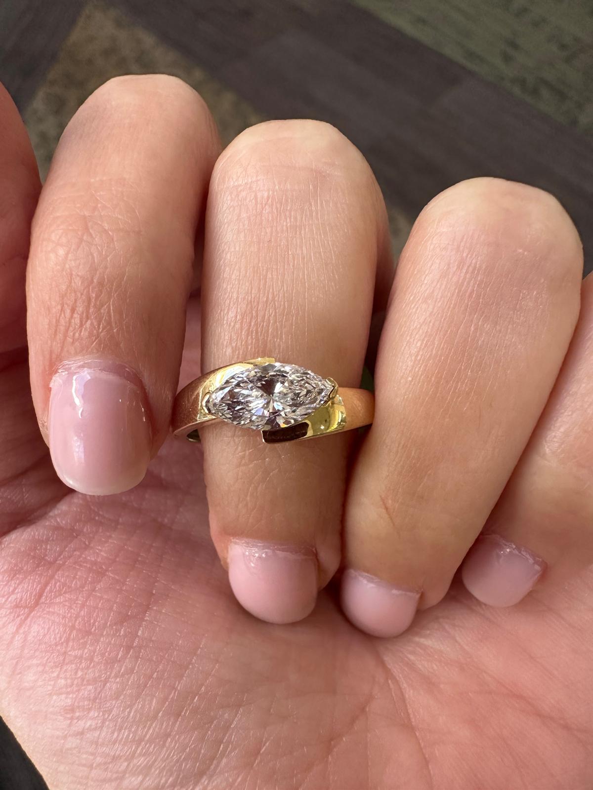 The East-West Marquise Lab Grown Diamond Ring