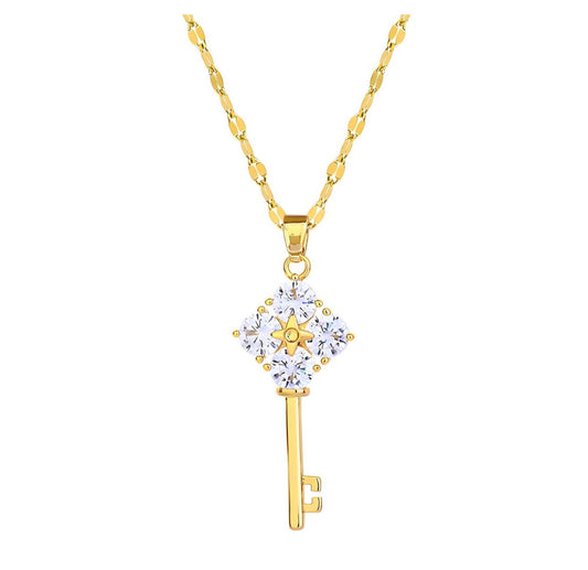 Diamond key necklace