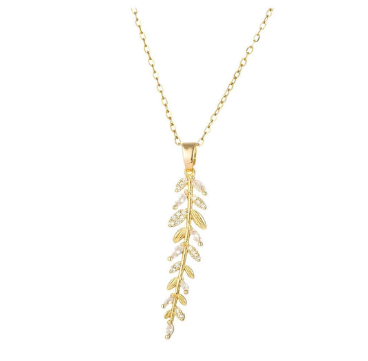 Diamond leafs necklace
