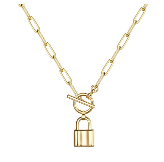 Lock paper clip necklace