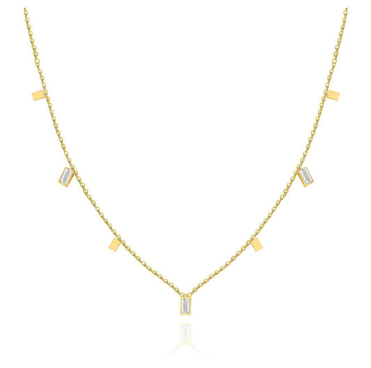 Diamond baguette necklace