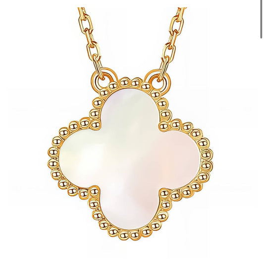 Single white clover necklace