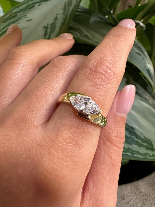 The East-West Marquise Lab Grown Diamond Ring