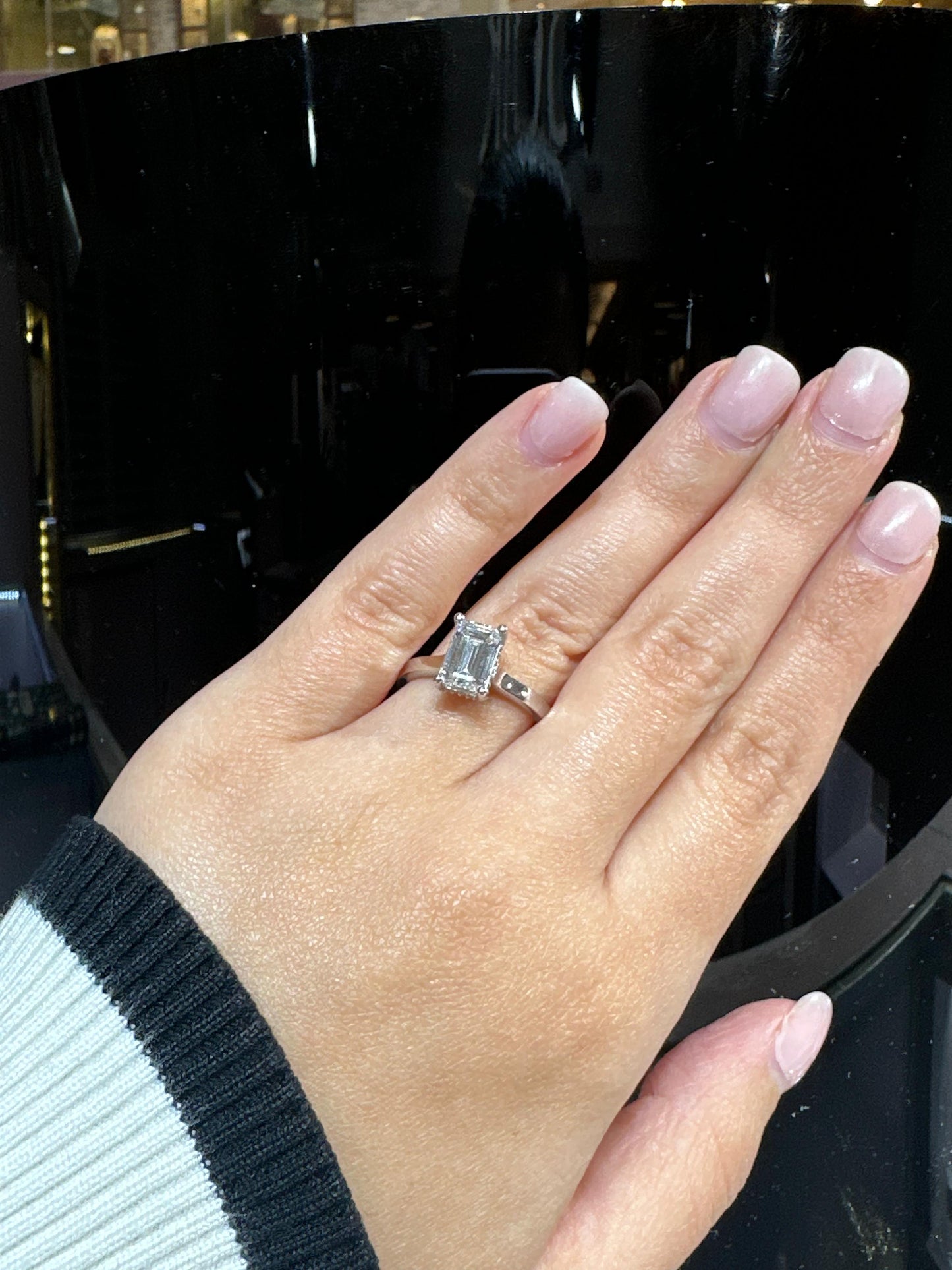 2.12 Carat Emerald Cut Lab-Grown Diamond Ring 14KT White Gold Size 7