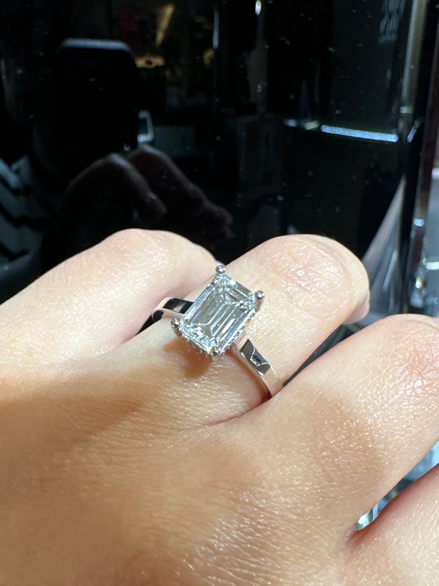 2.12 Carat Emerald Cut Lab-Grown Diamond Ring 14KT White Gold Size 7