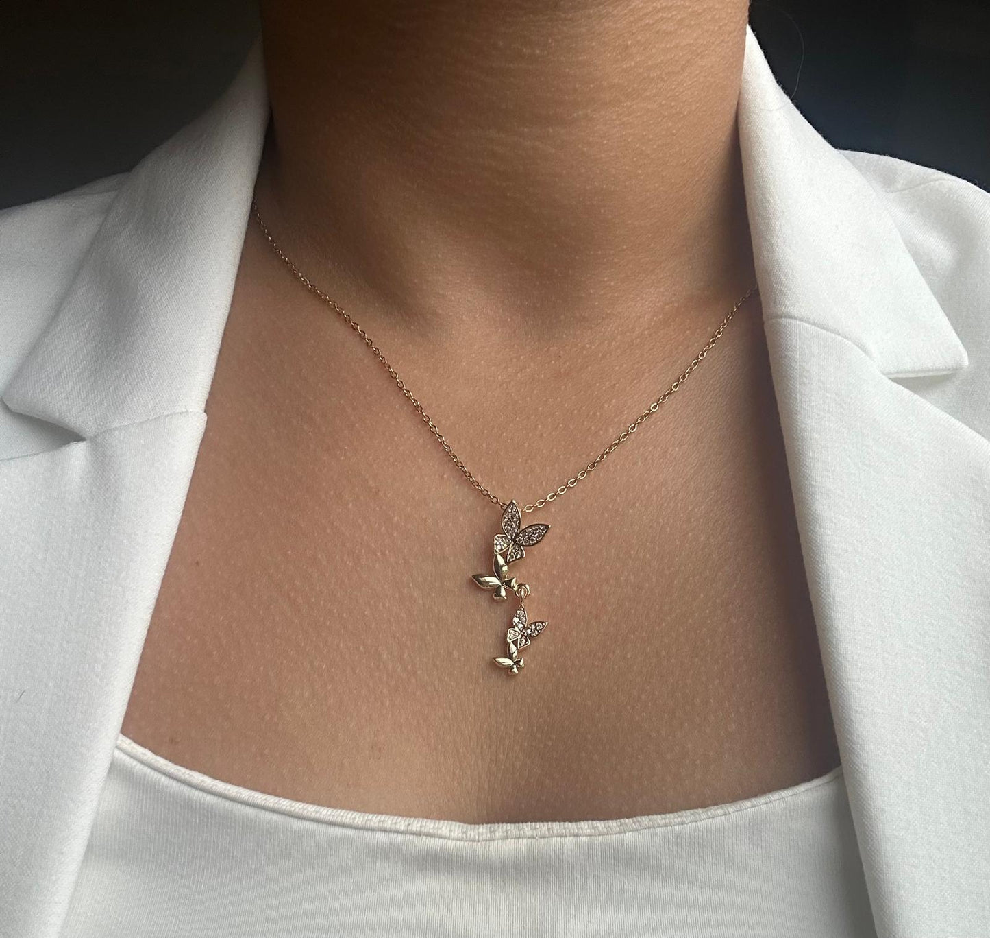 Diamond butterflies necklace